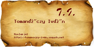 Tomanóczy Iván névjegykártya